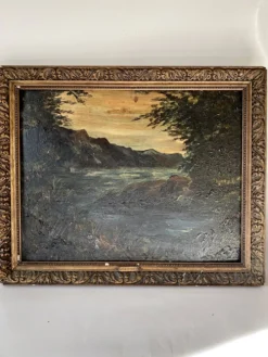 Huile sur bois, cadre mouluré