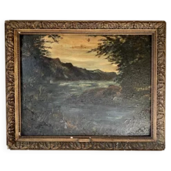 Huile sur bois, cadre mouluré