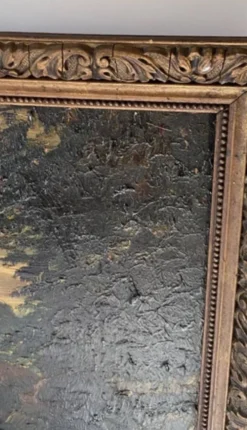 Huile sur bois, cadre mouluré