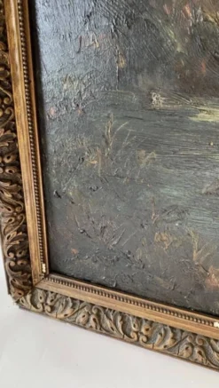 Huile sur bois, cadre mouluré