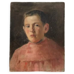 Huile sur carton représentant un enfant de chœur début XXe