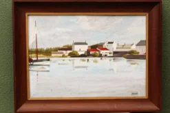 Huile sur panneau, port de pêche, signé 0. Jacquelin