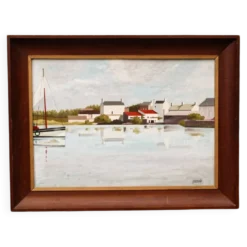 Huile sur panneau, port de pêche, signé 0. Jacquelin