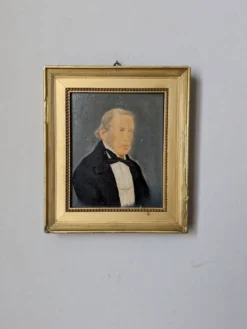 Huile sur panneau portrait ancien cadre bois doré décoration campagne