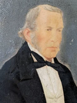 Huile sur panneau portrait ancien cadre bois doré décoration campagne