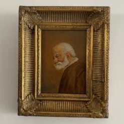 Huile sur panneau portrait d'homme barbu XIXe par Jean
