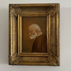 Huile sur panneau portrait d'homme barbu XIXe par Jean