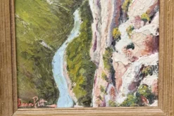 Huile sur panneau signée, paysage de montagne