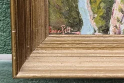 Huile sur panneau signée, paysage de montagne