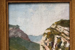 Huile sur panneau signée, paysage de montagne