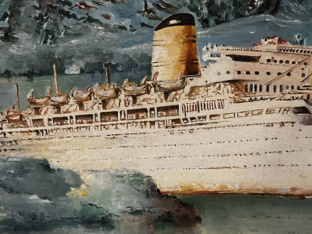 Huile sur toile Alain Chaussois (1950-2018) – Paquebot Arcadia dans le