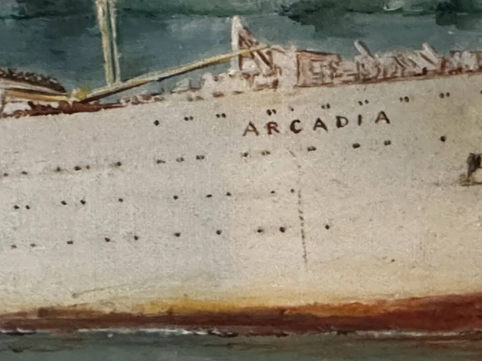 Huile sur toile Alain Chaussois (1950-2018) – Paquebot Arcadia dans le