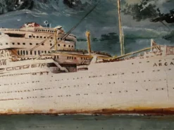 Huile sur toile Alain Chaussois (1950-2018) – Paquebot Arcadia dans le