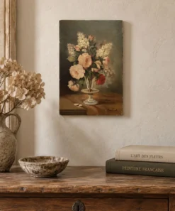 Huile sur toile ancienne signée Lambert – Bouquet de fleurs vers 1930
