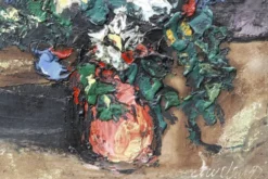 Huile sur toile, bouquet de fleurs, signé