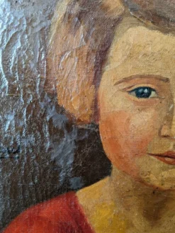 Huile sur toile cadre bois doré portrait ancien jeune fille classique