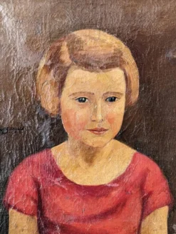 Huile sur toile cadre bois doré portrait ancien jeune fille classique