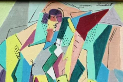 Huile sur toile cubiste, signée Jean Faubert (1955-2018)