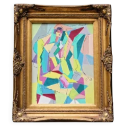 Huile sur toile cubiste, signée Jean Faubert (1955-2018)