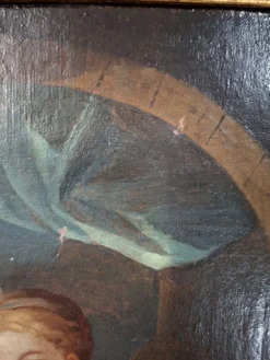 Huile sur toile du début du XVIIIᵉ siècle – Jeune femme au perroquet