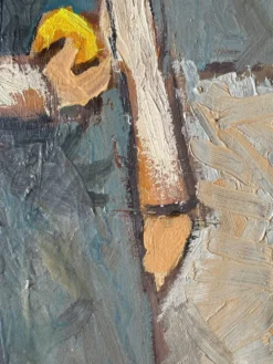 Huile sur toile « Jeune fille au fruit » XXeme, signé