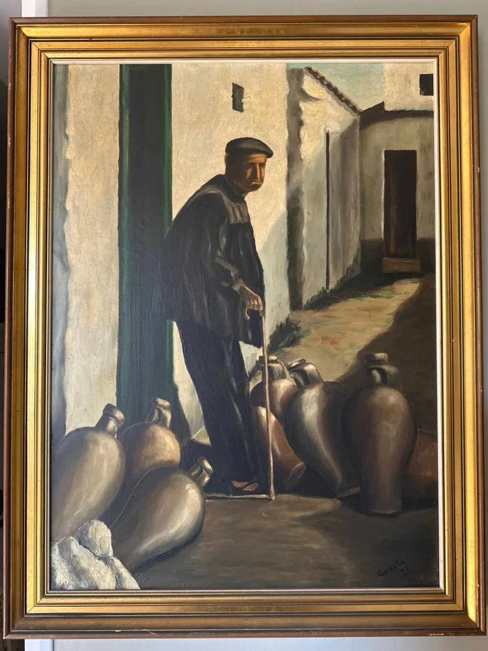 Huile sur toile "Le Gardien des Jarres" –
