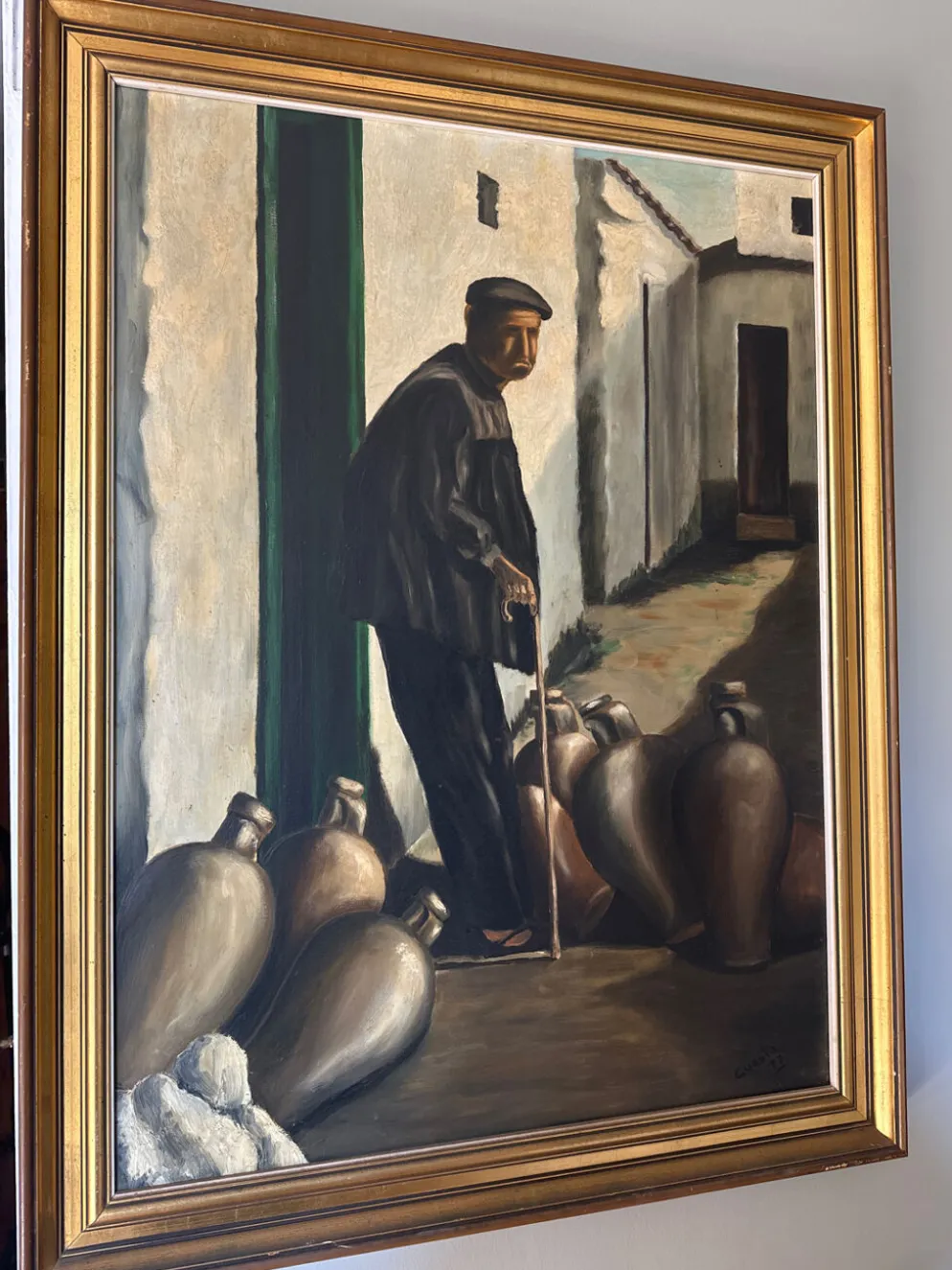 Huile sur toile "Le Gardien des Jarres" –