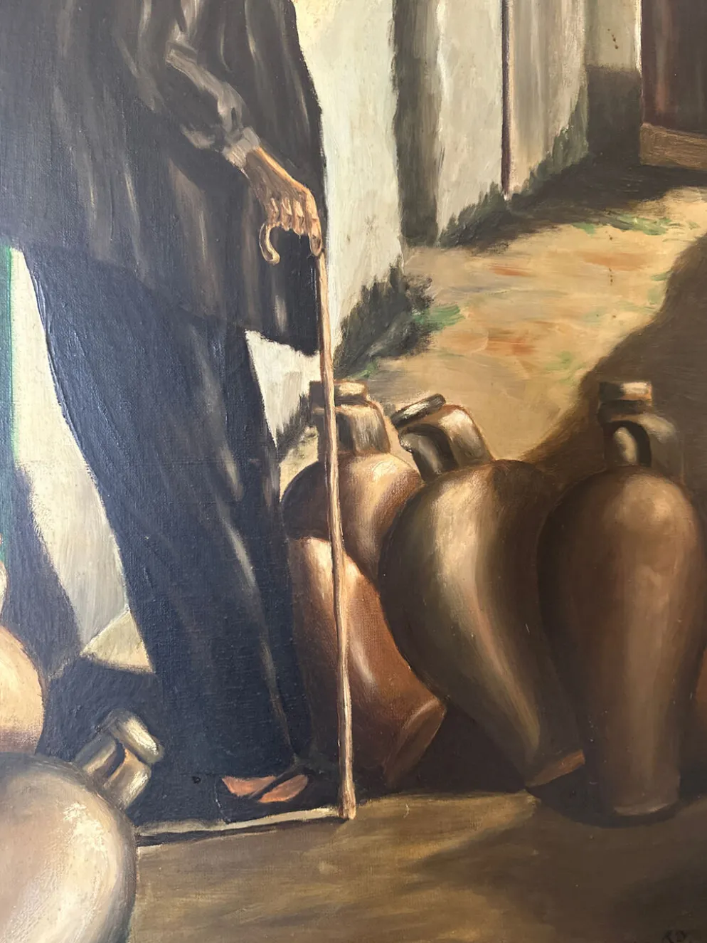 Huile sur toile "Le Gardien des Jarres" –