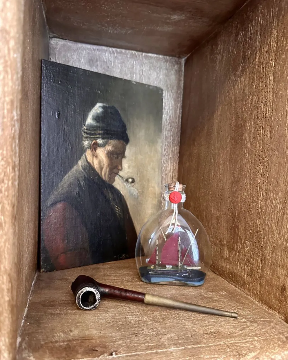 Huile sur toile marouflée sur panneau de chêne - Portrait de fumeur de pipe