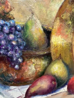 Huile sur toile nature morte « Fruits automne » 55x46cm