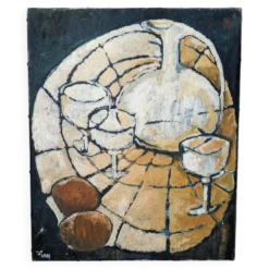 Huile sur toile "Nature morte" Willy Frissen milieu XXe