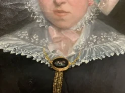 Huile sur toile Paire de portrait en cadre ovale doré XIX siècle