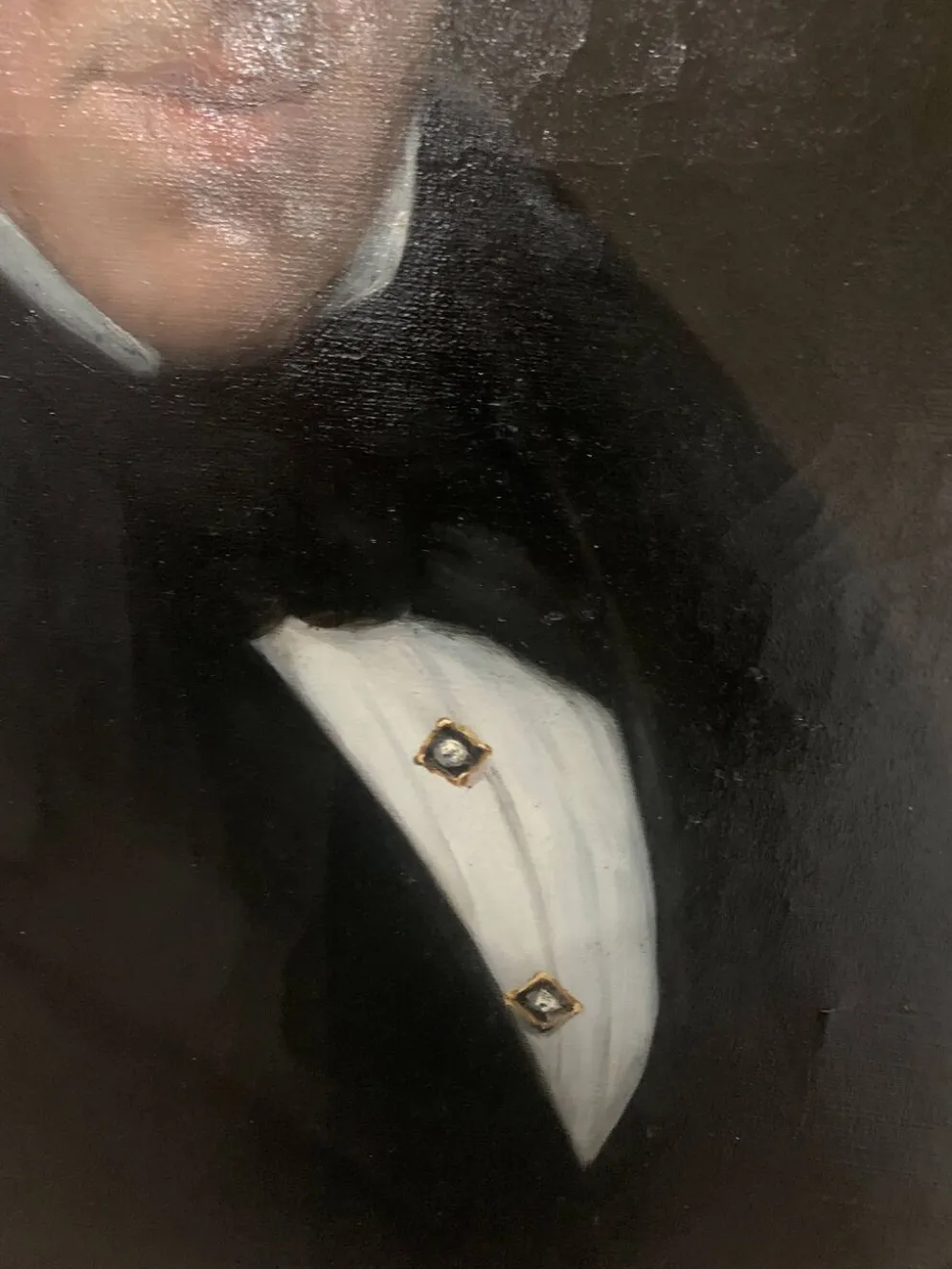 Huile sur toile Paire de portrait en cadre ovale doré XIX siècle