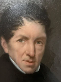 Huile sur toile Paire de portrait en cadre ovale doré XIX siècle