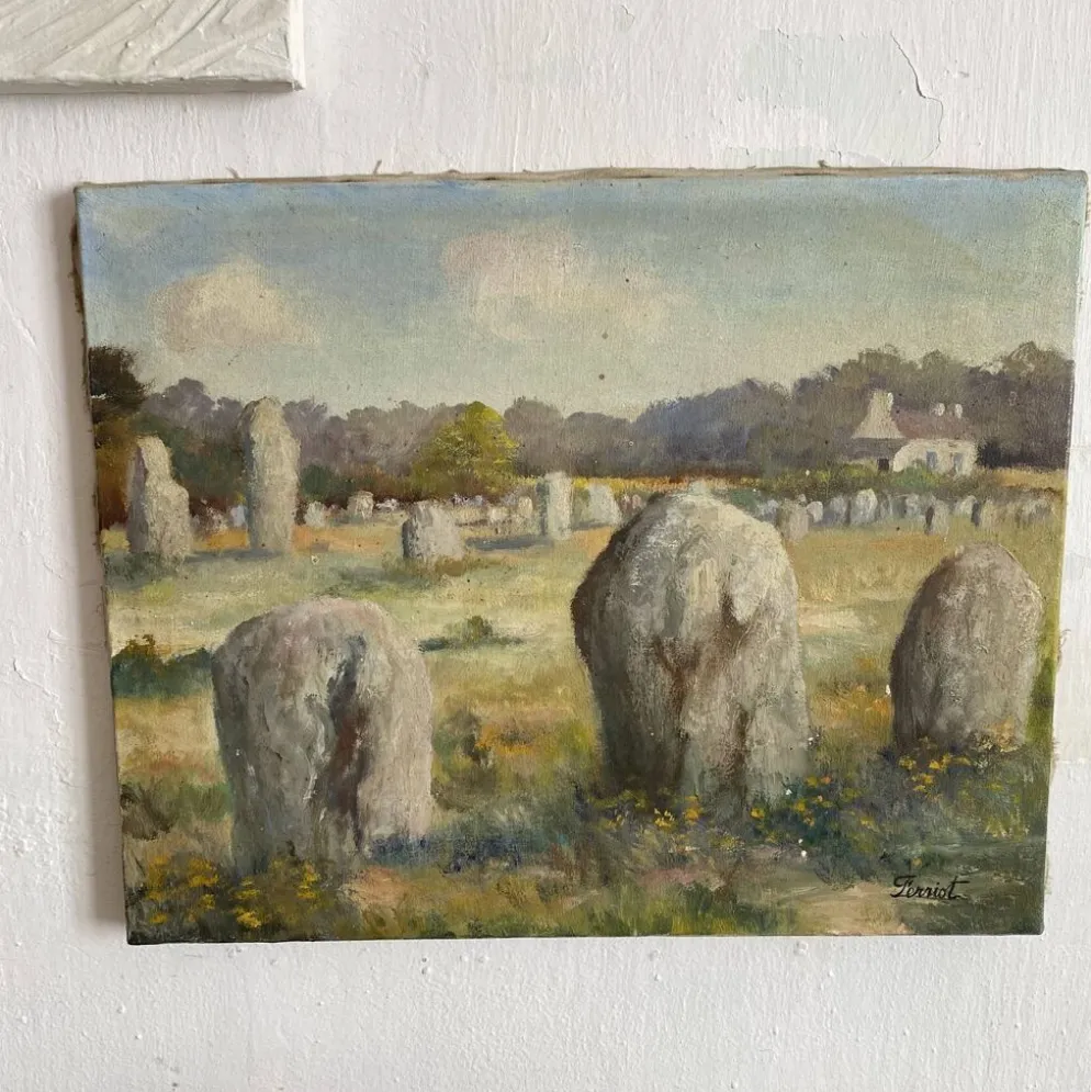 Huile sur toile paysage de Bretagne Lucien Ferriot , Dolmens
