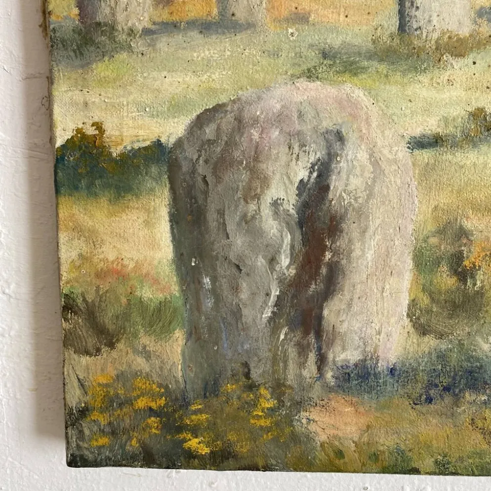Huile sur toile paysage de Bretagne Lucien Ferriot , Dolmens