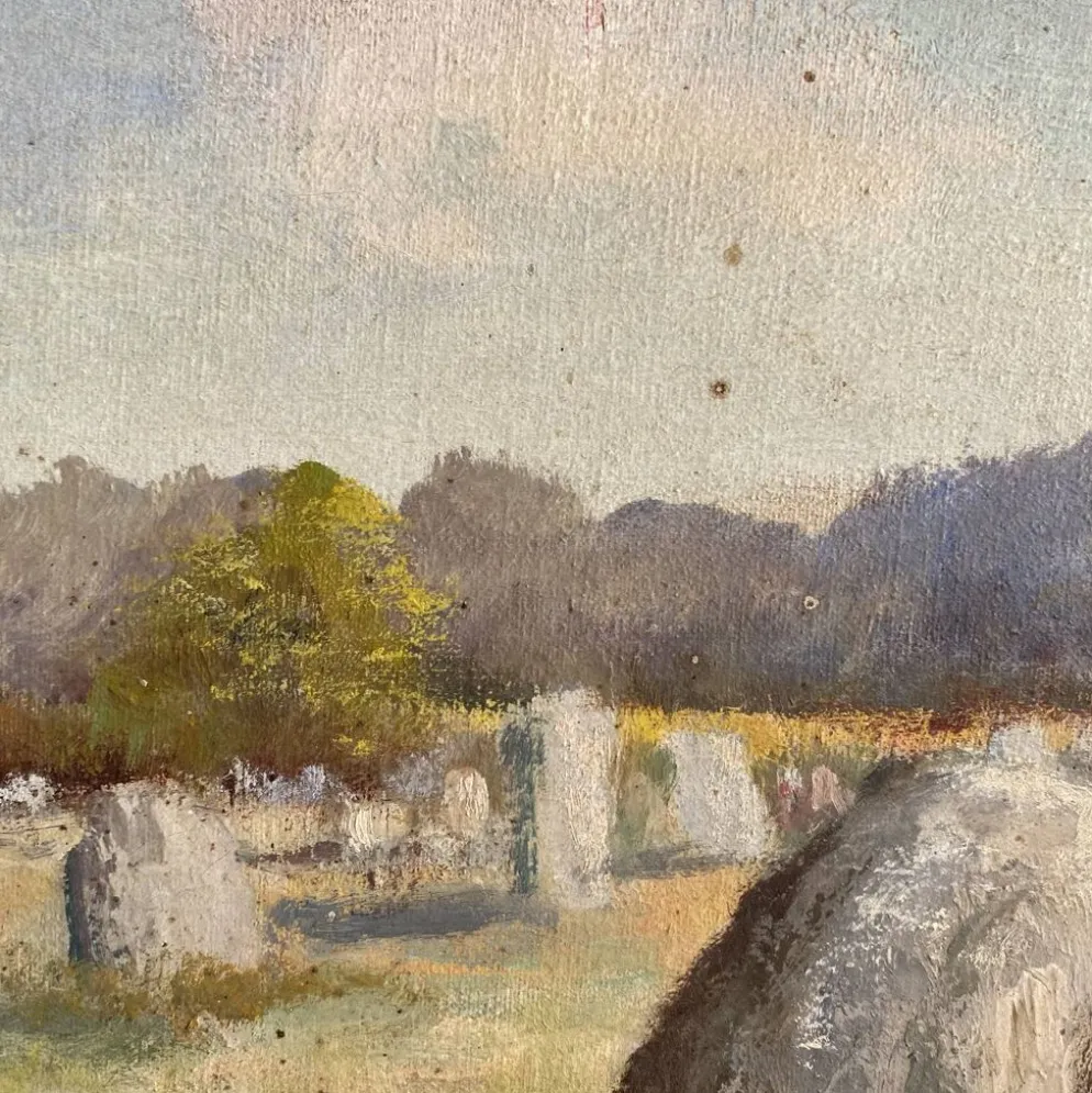Huile sur toile paysage de Bretagne Lucien Ferriot , Dolmens