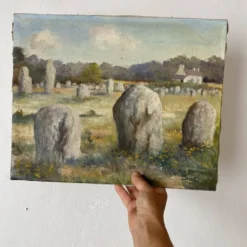 Huile sur toile paysage de Bretagne Lucien Ferriot , Dolmens