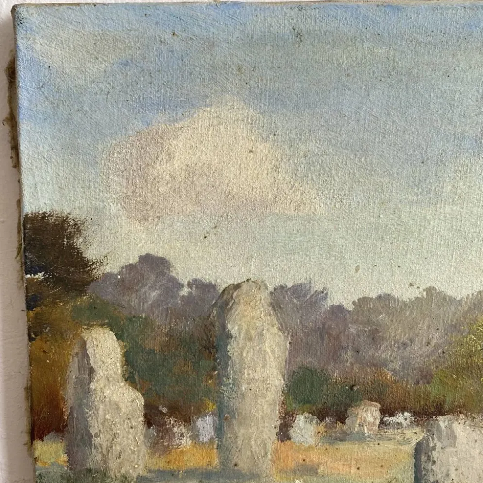 Huile sur toile paysage de Bretagne Lucien Ferriot , Dolmens