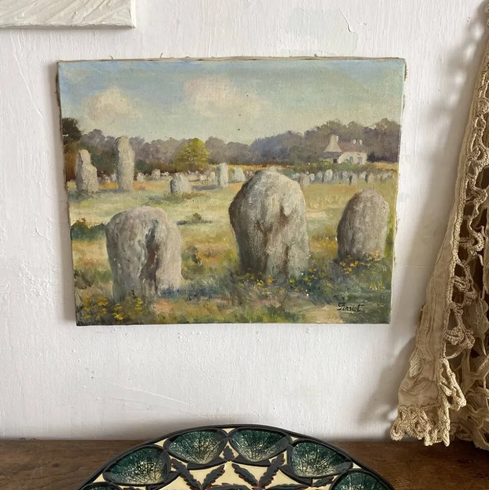 Huile sur toile paysage de Bretagne Lucien Ferriot , Dolmens