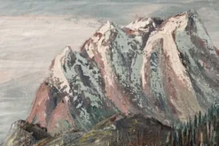 Huile sur toile, paysage de montagne, signé Kaj Brandstrup