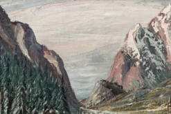 Huile sur toile, paysage de montagne, signé Kaj Brandstrup