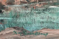 Huile sur toile, paysage de montagne, signé Kaj Brandstrup