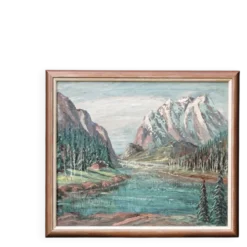 Huile sur toile, paysage de montagne, signé Kaj Brandstrup
