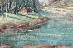 Huile sur toile, paysage de montagne, signé Kaj Brandstrup