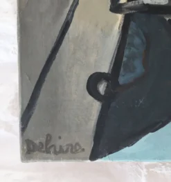 Huile sur toile Péniches sur la Seine, G. Delaire, XXe siècle