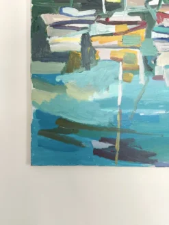 Huile sur toile port aux voiliers