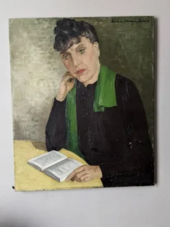 Huile sur toile portrait ancien décoration alternative campagne