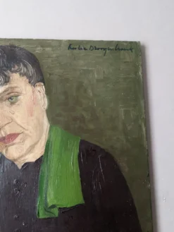 Huile sur toile portrait ancien décoration alternative campagne