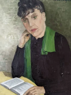 Huile sur toile portrait ancien décoration alternative campagne